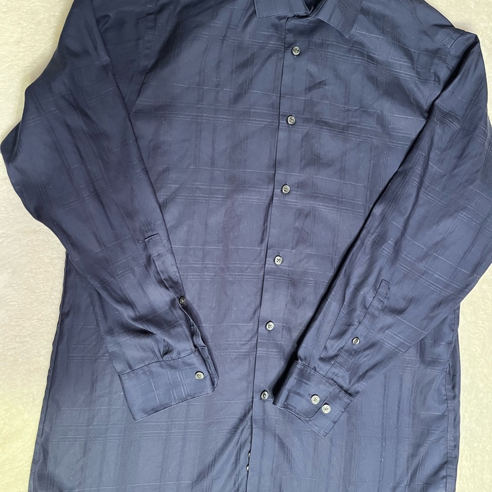 Calvin Klein Men's Navy Textured Button-Up Shirt Jacket